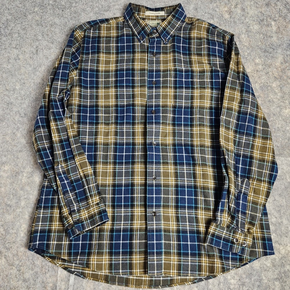 LL Bean Slightly Fitted Flannel Shirt Men XL Multicolor‎ Scotch Plaid Gorpcore